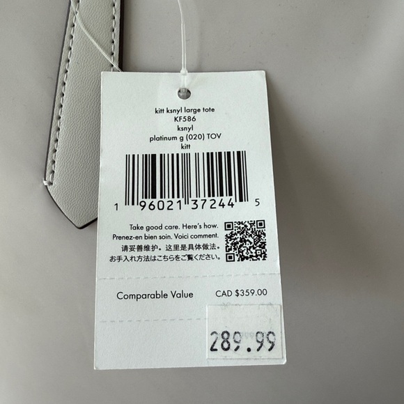 Kate Spade Kitt Nylon Large Daily Tote Shoulder Bag - Platinum Grey - NWT - Picture 10 of 11